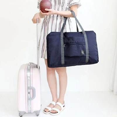 Bolsas de viaje plegables, bolsa de nailon de gran capacidad, equipaje, bolsos impermeables, almacenamiento de viaje para hombres y mujeres, organizador de embalaje de ropa: Castaño