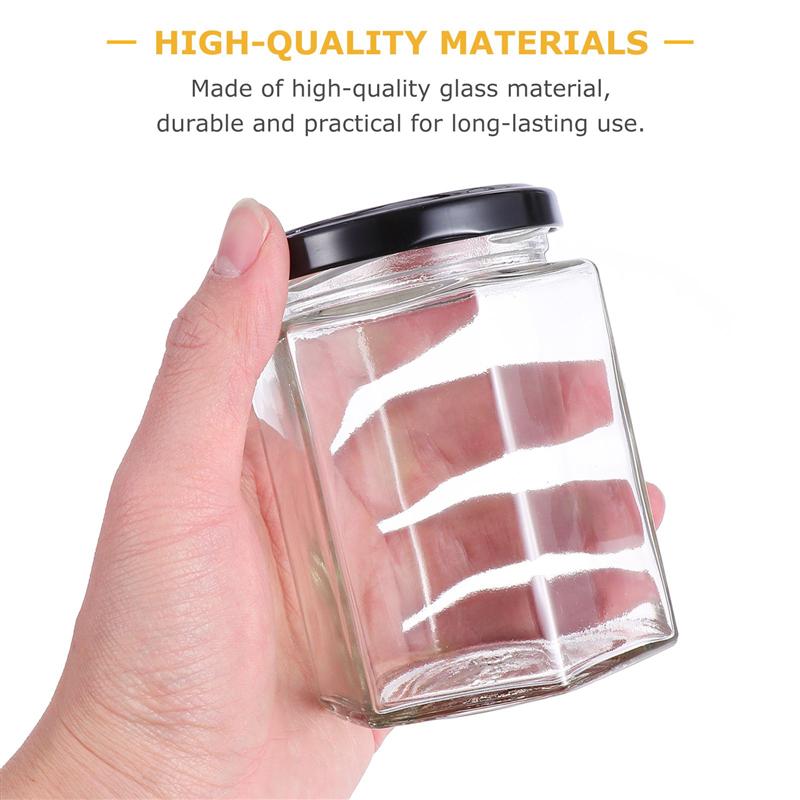 6 Stuks 280Ml Hexagon Glazen Potten Transparante Glazen Fles Honing Opslag Flessen Container