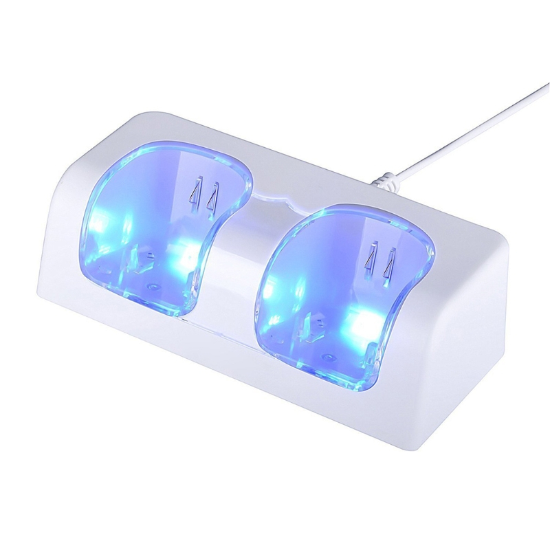 Stazione di ricarica 2 in 1 per telecomando Wii U Wi, caricabatterie con 2 batterie ricaricabili