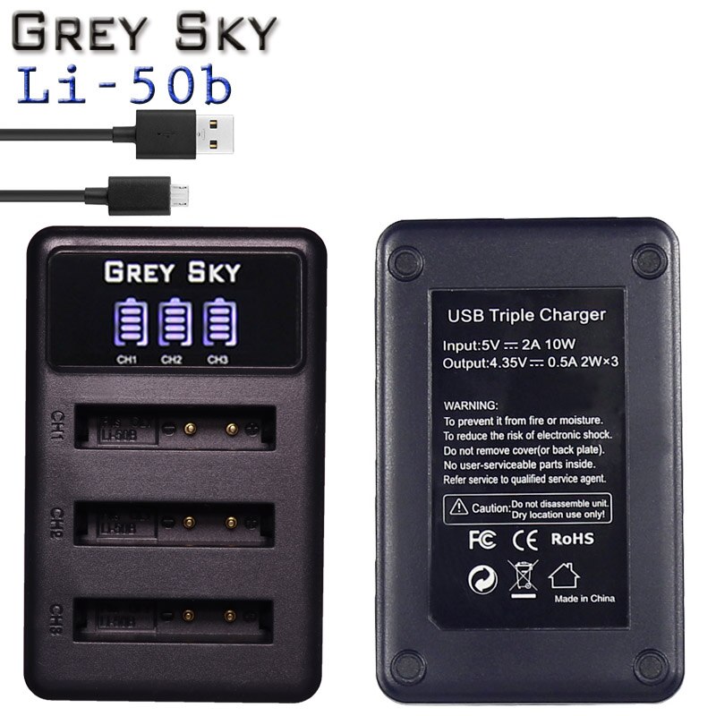 Batería de Li-50B LI50B li 50B 3 x D-LI92 + cargador de 3 ranuras para OLYMPUS SP 810 800UZ u6010 u6020 u9010 SZ14 SZ16 D755 u1010 SZ30 SZ20