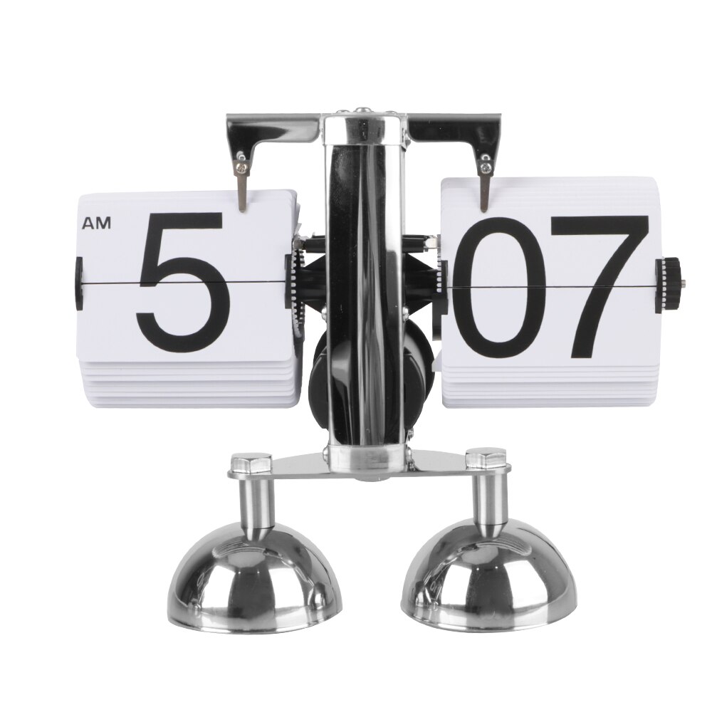 Hoomin digital klocka skrivbordsklocka retro flip clock flip intern växel manövrerad automatisk flip heminredning manövrerad kvartsklocka: Fötter vita