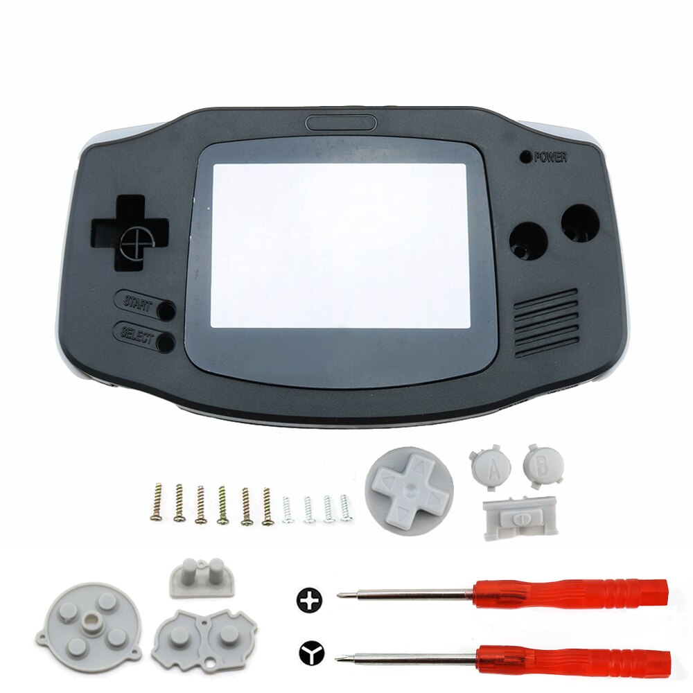 YuXi DIY Full set housing shell cover case w/ conductive rubber pad buttons and Screwdriver for GameBoy Advance for GBA console: Black