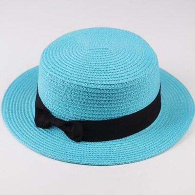 Zomer Ouder-kind Emmer Cap Vrouwen Zonneklep Strik Strohoed Meisjes Outdoor Strand Reizen Zonnescherm Brede Cap: S / Rood