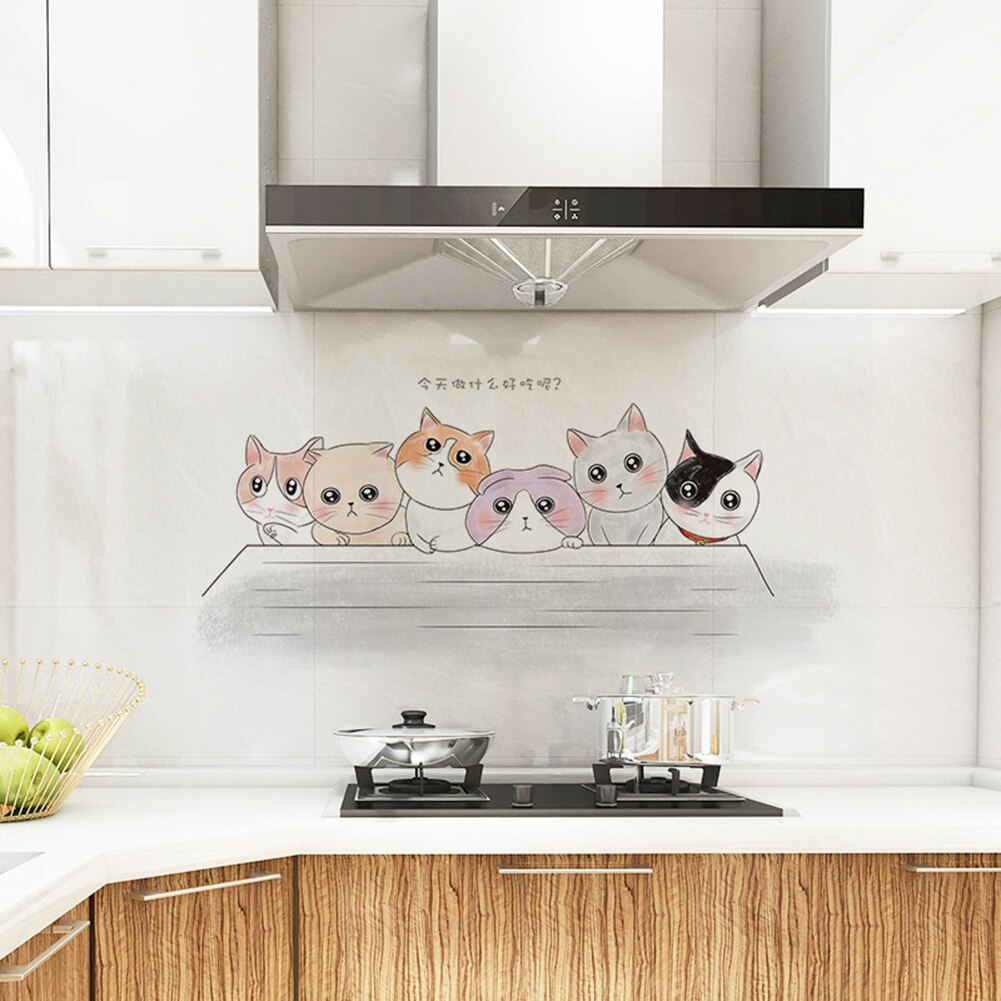 Anti-olie varmebestandig sød kat vægfliser klistermærke køkken badeværelse mærkat indretning boligindretning klistermærker til boligindretning til hjemmet