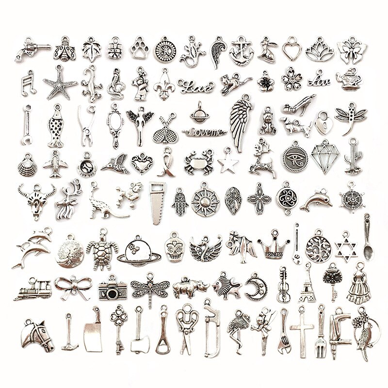 50 stk blandet mønster legering perler smykker tilbehør vedhæng diy håndværk leverer armbånd øreringe halskæde telefon indretning materialer: Blandet 04