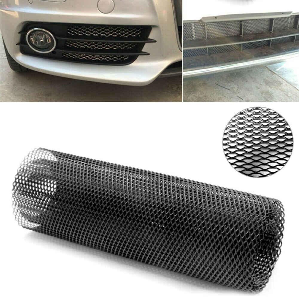 Cover Mesh Grill Bumper Fender Aluminum Vent Protector Universal Black Exterior Decor
