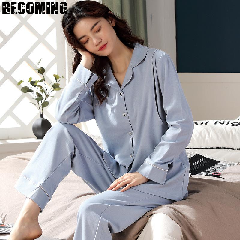 Bomuldspyjamas gravide sygeplejersker nattøj gravid nattøj stor størrelse barsel nattøj forår og vinter ammende pyjamas