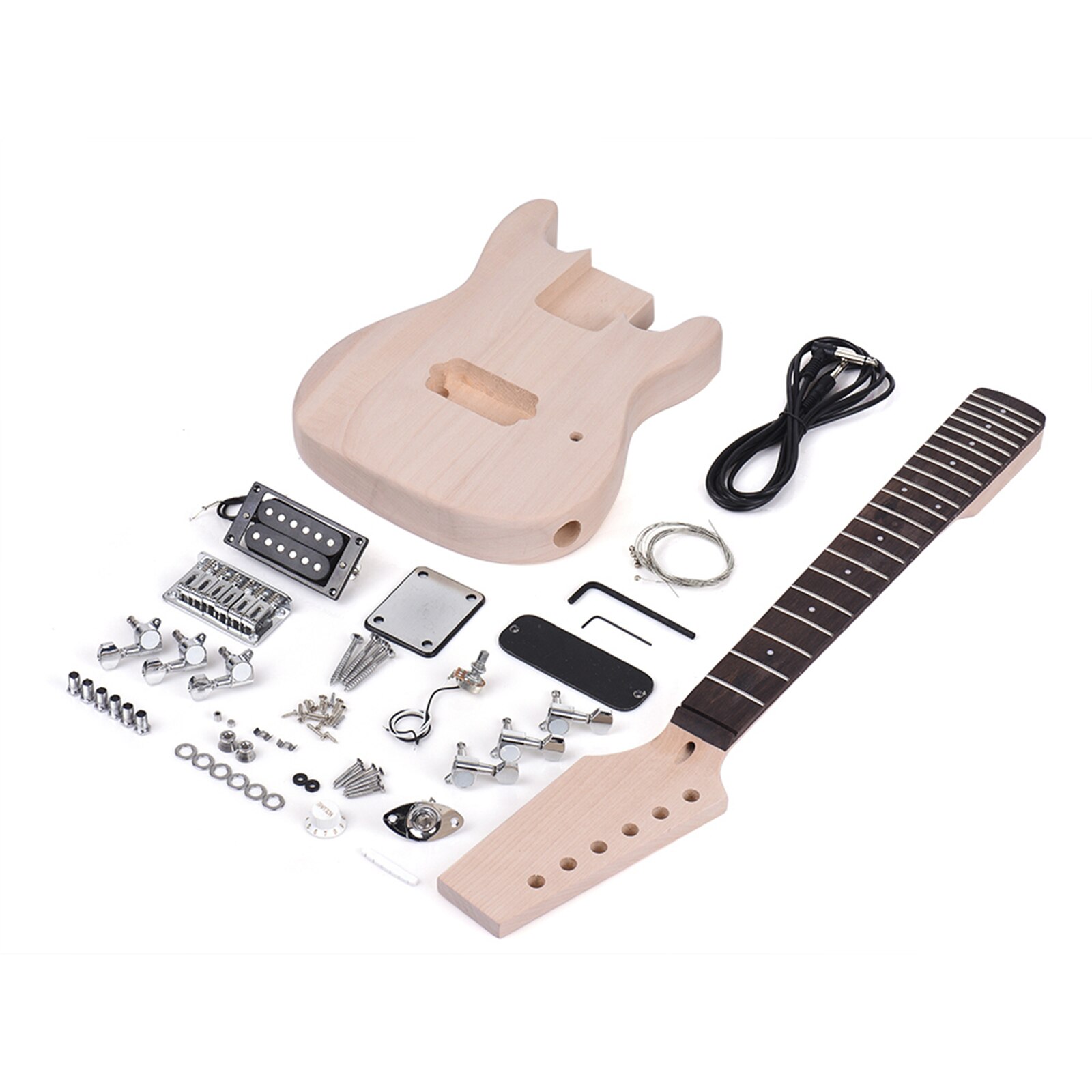 Children ST Style Unfinished Electric Guitar DIY Kit Basswood Body Maple Wood Neck Rosewood Fingerboard