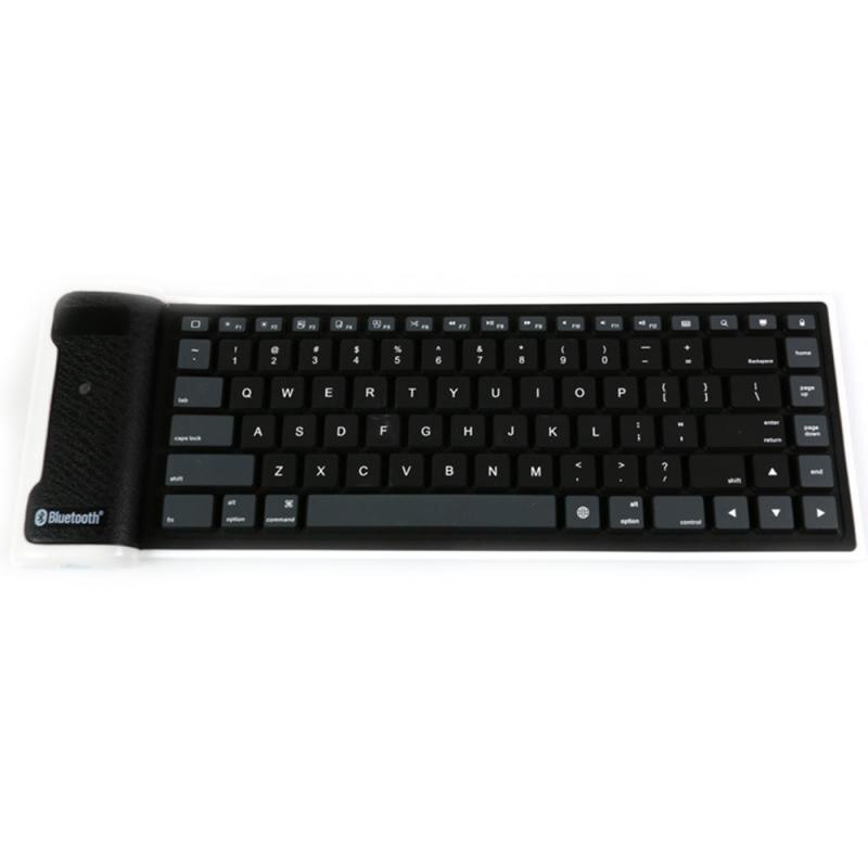 Wireless Bluetooth Keyboard Foldable Roll Up Silent Keypads Soft Silicone Flexible For Smart Phone Tablet Computer Peripherals: Black