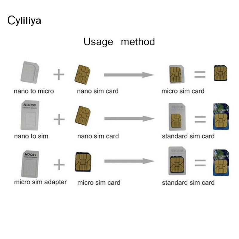 Noosy – lot de 300 cartes Nano Sim 4 en 1, adaptateur de carte Micro Sim, adaptateur de carte SIM Standard avec éjection, pour Iphone samsung