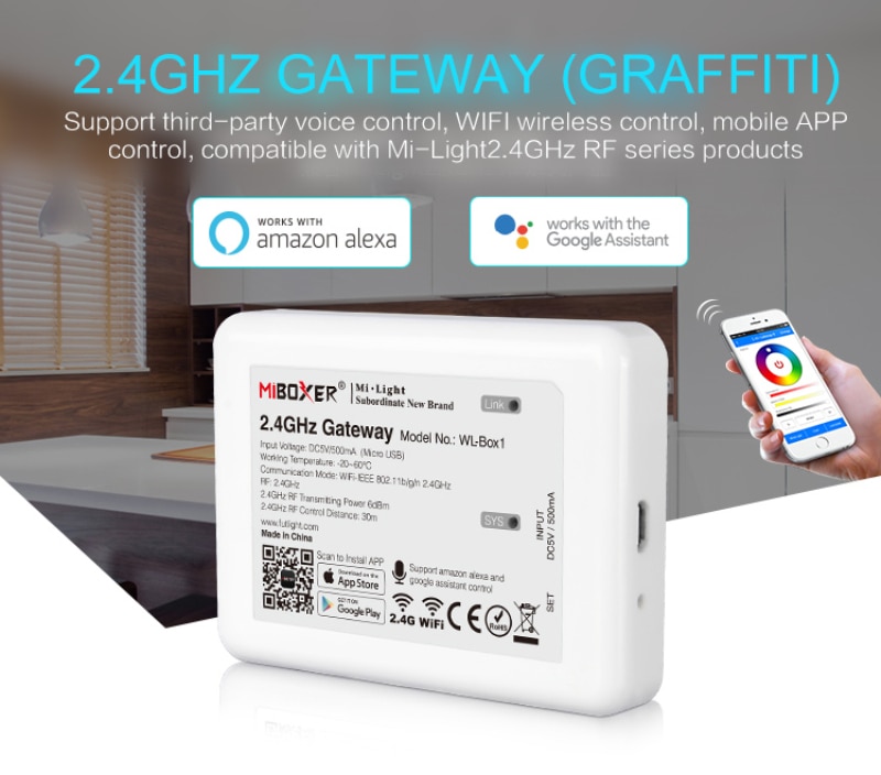 1 pièces MiBOXER Milight WL-IBOX1 2.4G WiFi Box LED de contrôle 2.4G sans fil WiFi Rgb contrôleur télécommande intelligente