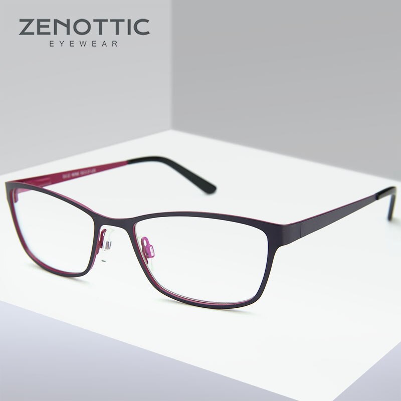 ZENOTTIC-gafas con montura metálica para mujer, a la lentes ópticas cuadradas, gafas graduadas para miopía, Marco BT8018