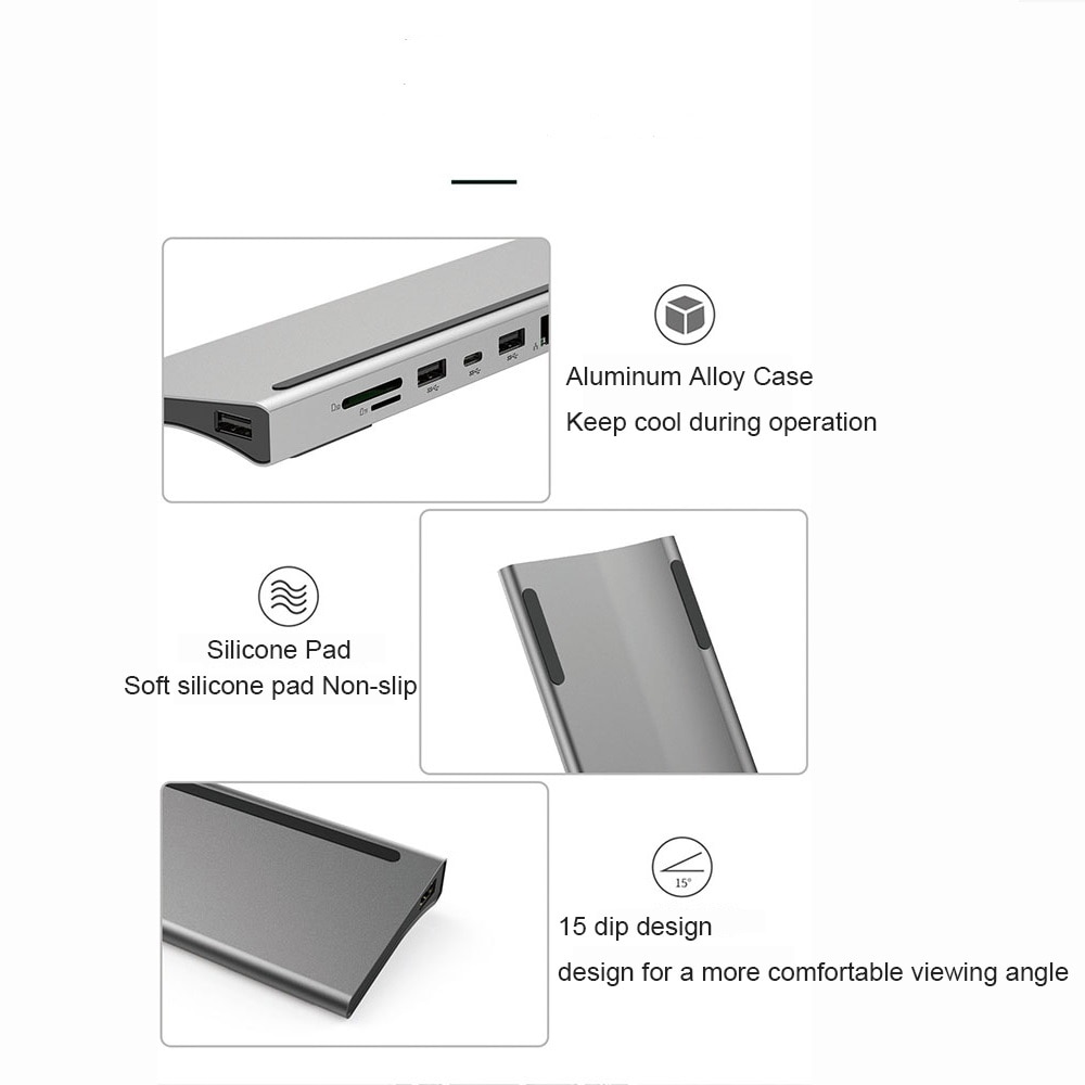 11 in 1 USB C Laptop Docking Station Type C to HDMI VGA RJ45 Ethernet USB 3.0 SD/TF Card Reader With PD Charging For Macbook Pro