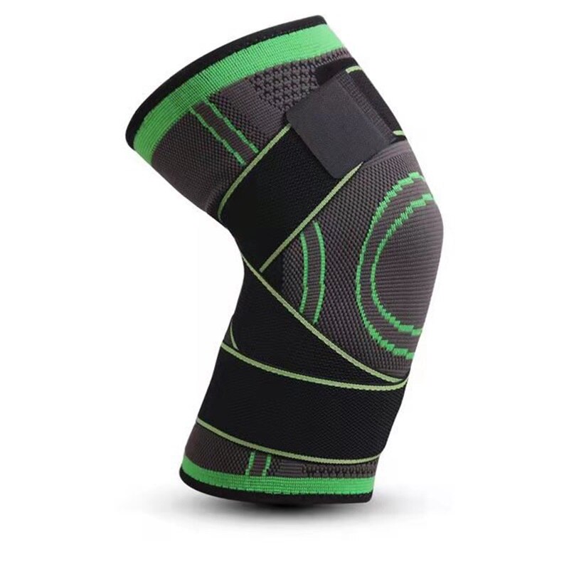 Rodillera deportiva elástica de compresión para hombre, equipo de Fitness, ajustable, transpirable, estabilizador de rodilla: Verde / L