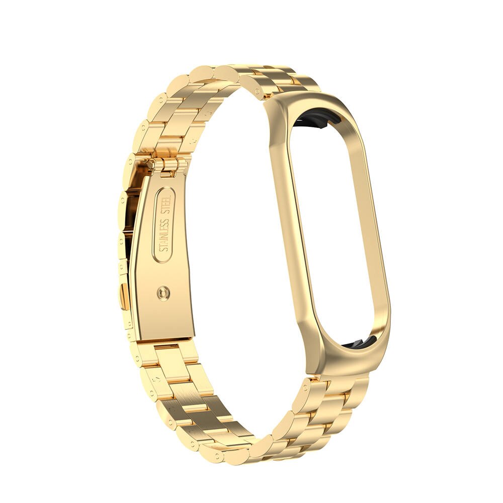 Mi band 4 para Xiaomi mi Band 4 correa de reloj de acero inoxidable para Xiaomi mi Band 3 pulsera inteligente Accessoriess + caja de Metal: Gold / Miband 4