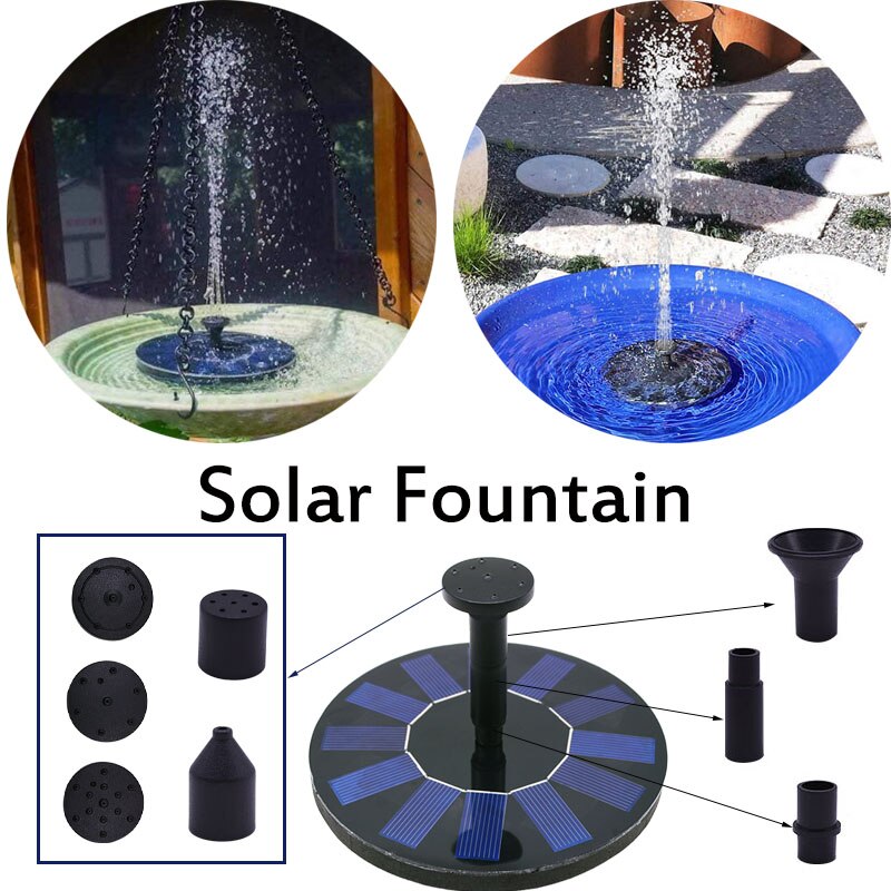 MINI Solar Fountain Round Solar Panel Floating Water Fountain For Garden Home Decor Pond Pool Watering Pump