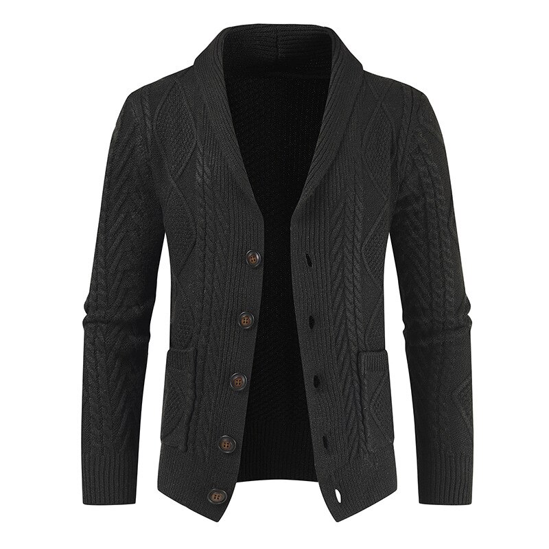 MOOWNUC – Cardigan à manches longues pour Homme, chandail à la , vêtements intelligents et décontractés, coupe cintrée, couleur unie, printemps: Black / M