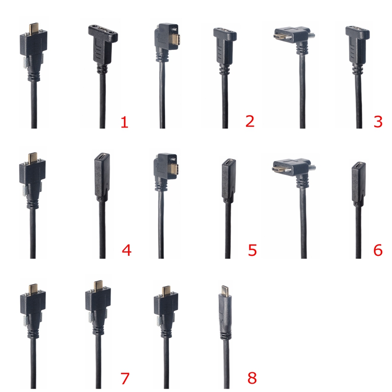 USB C to USB C Cable USB-C Elbow Dual Screw Locking USB3.1 Type-C Male to Male Female Industrial Camera Extension Cable