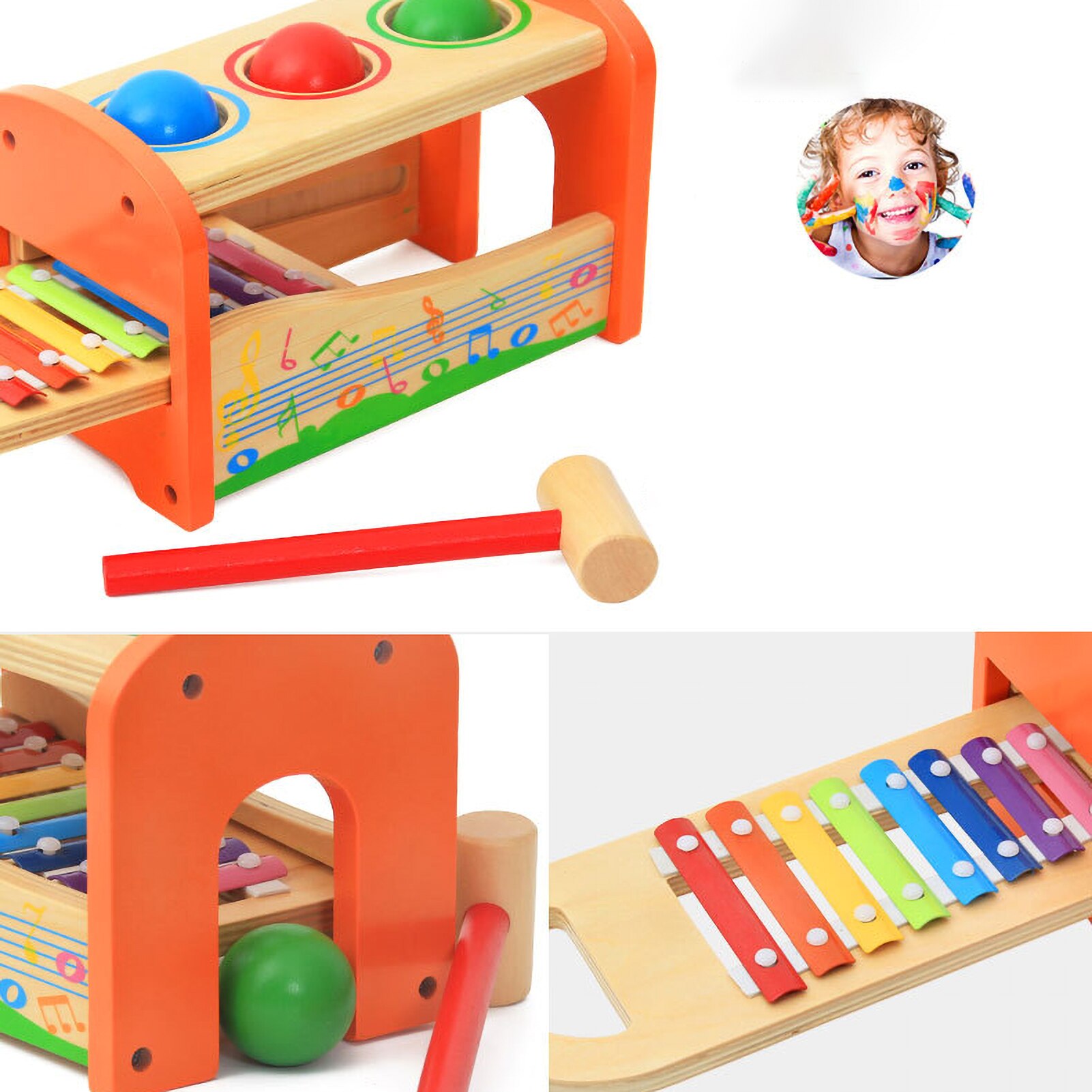 Bambini in legno bambini 8 note xilofono musicale strumento per pianoforte giocattoli educativi genitore-figlio Mini giochi interattivi per pianoforte a pollice