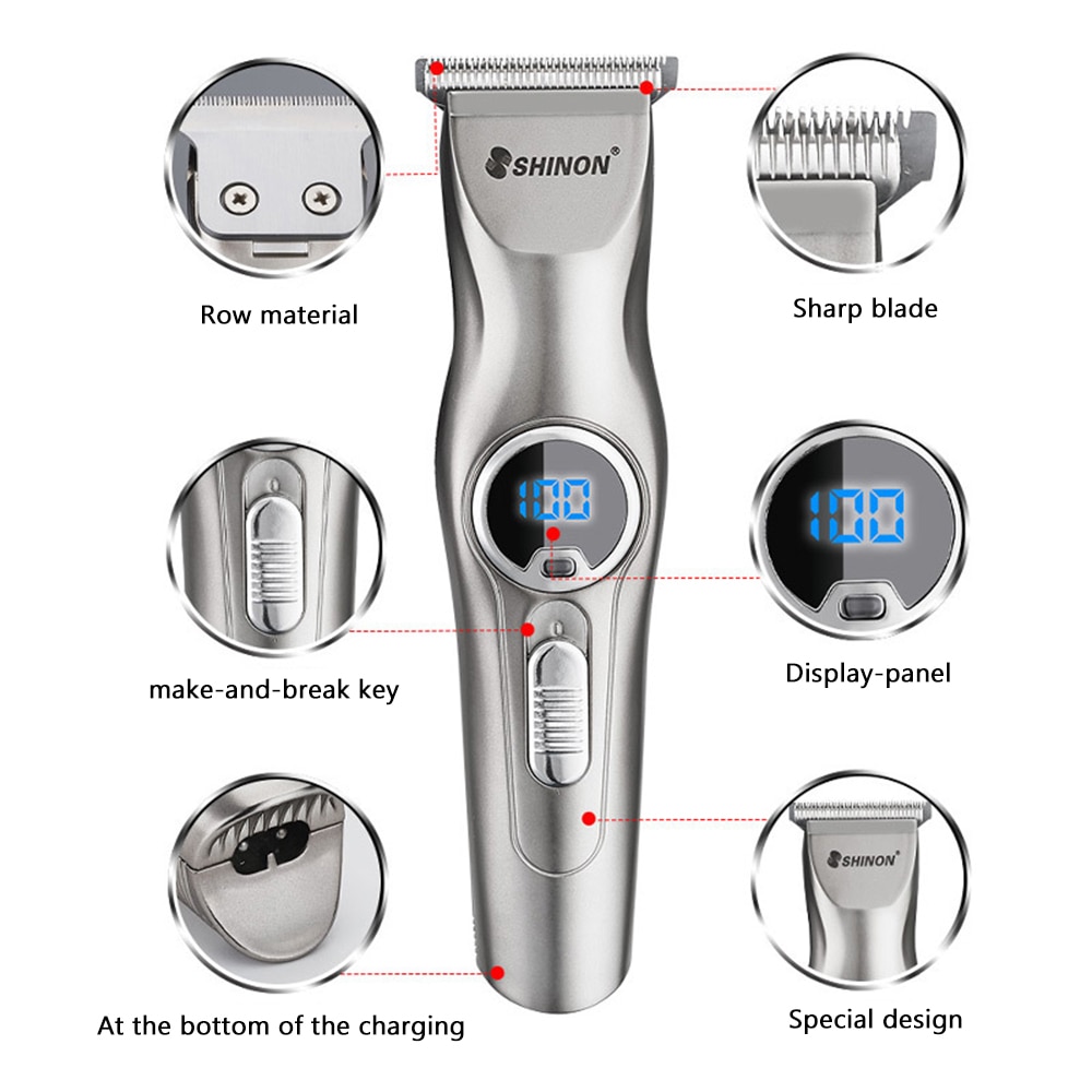 Salon Hair Clipper For Men Electric Hair Clippers Haircut Shaving Machine Cutting Barber Clippers Blade LCD Digit