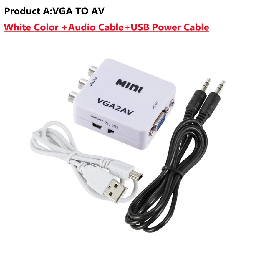 Mini HD AV2VGA Video Converter Convertor with 3.5mm Audio AV VGA Converter Conversor For PC to TV HD Computer to TV: VGA TO AV Converter