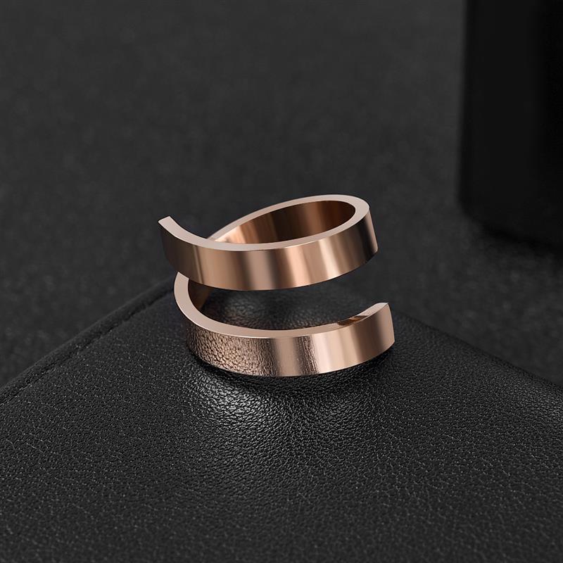 Hiphop Rock Doublelayer Ring Voor Mannen Vrouwen Black Rose Gold Roestvrij Stalen Ringen Man Vrouw Sieraden Bruiloft Paar