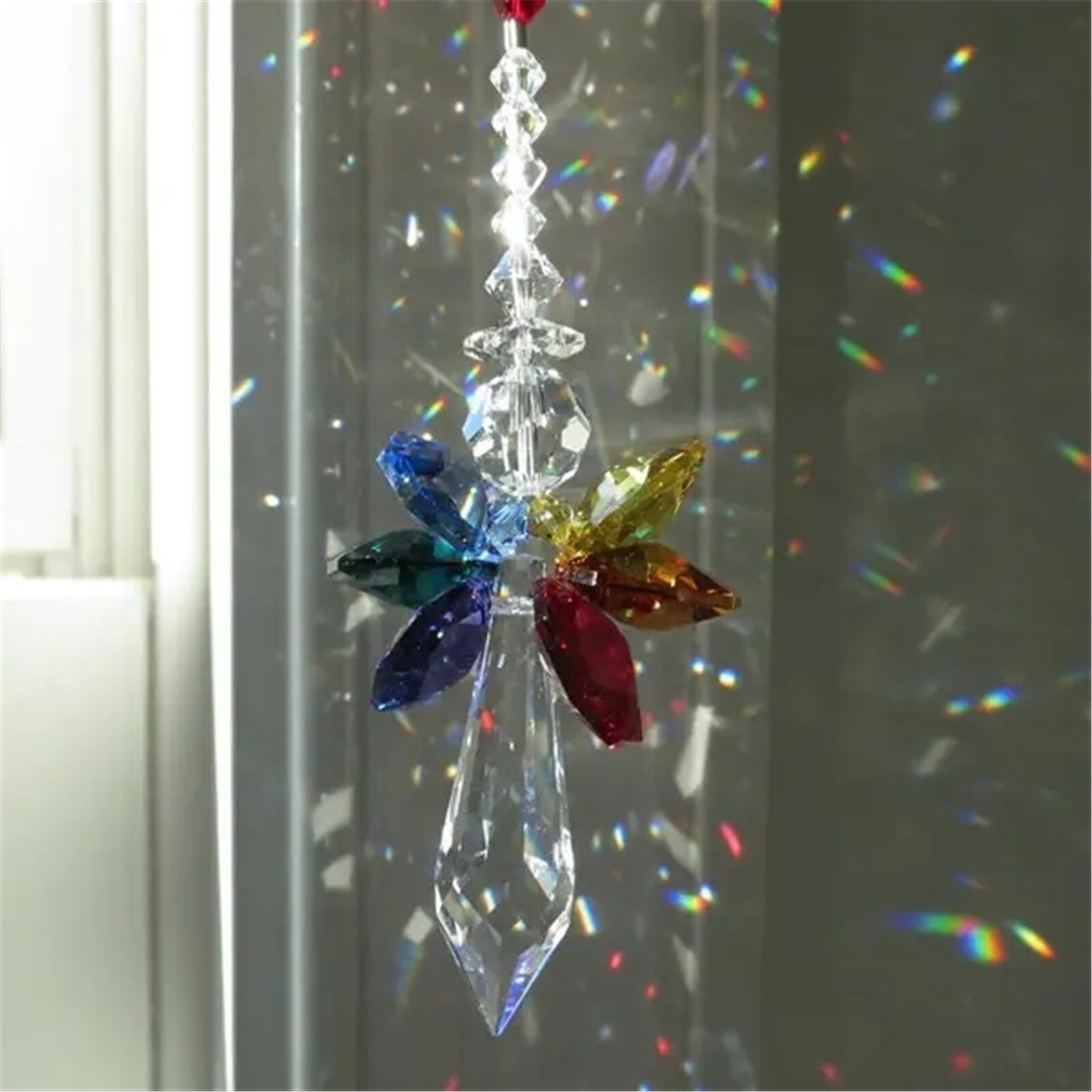Crystal Ornaments Modern Rainbow Crystal Angel Chakra Suncatcher Car Charm Pendant Hanging Decorations room decoration Ornaments