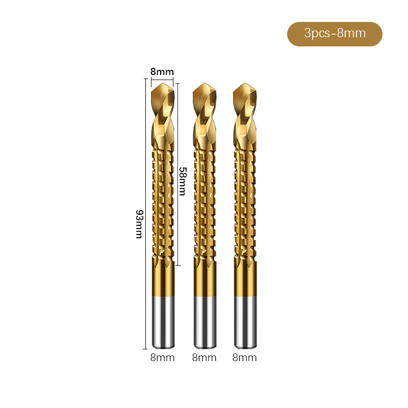 3-8mm Cobalt Drill Bit Set Spiral Screw Metric Composite Tap Metal HSS Twist Drill Bit Set for Wood Cutting Drilling Polishing: 3pcs 8mm