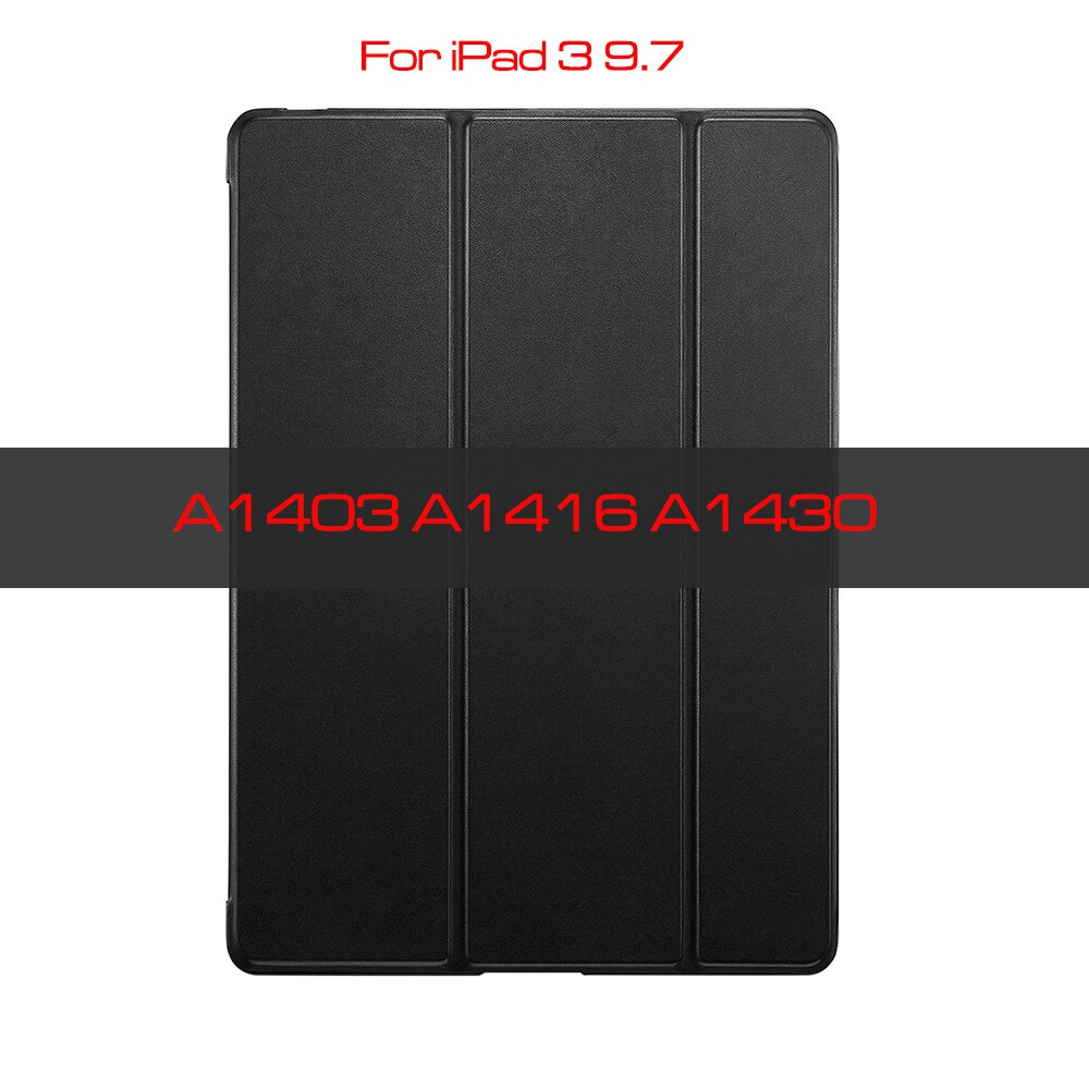 QIJUN etui na iPad 2 3 4 9.7 cala Fundas na ipad 2 ipad 3 ipad 4 A1395 A1416 A1460 PC powrót PU skóra inteligentna okładka Auto sen: Black-iPad 3