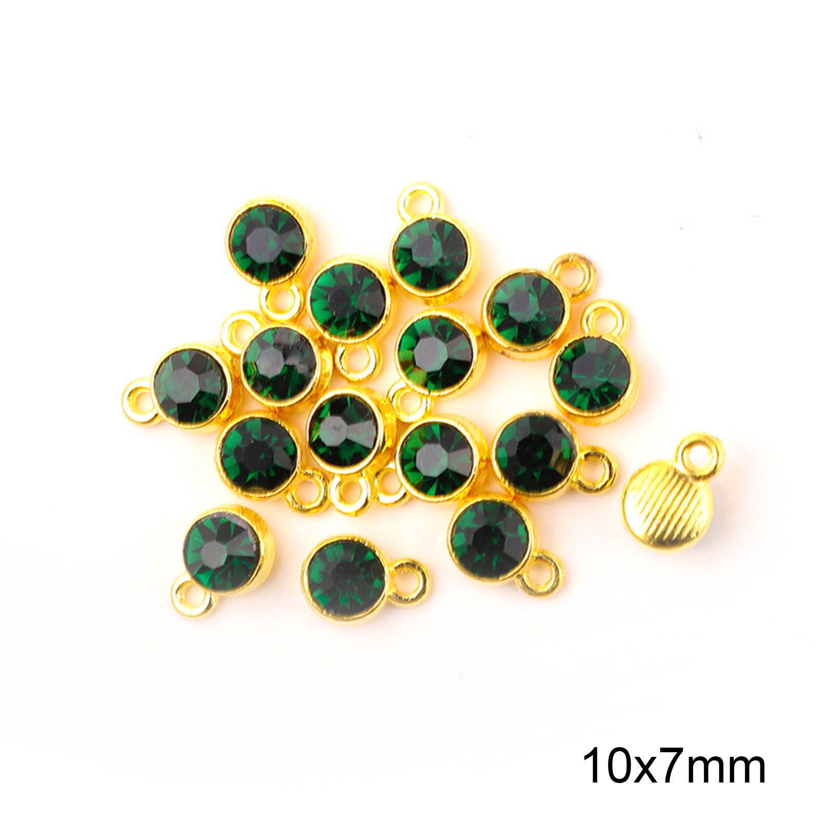 Doreen Box Charms in lega di zinco e vetro Birthstone rotondi placcati in oro viola 10mm x 7mm, 20 pezzi: 8