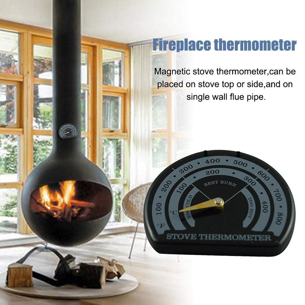 Horno para el hogar, herramienta de parrilla, termómetro magnético de madera para estufa, termómetro para la chimenea, medidor de ventilador, sonda con termómetro
