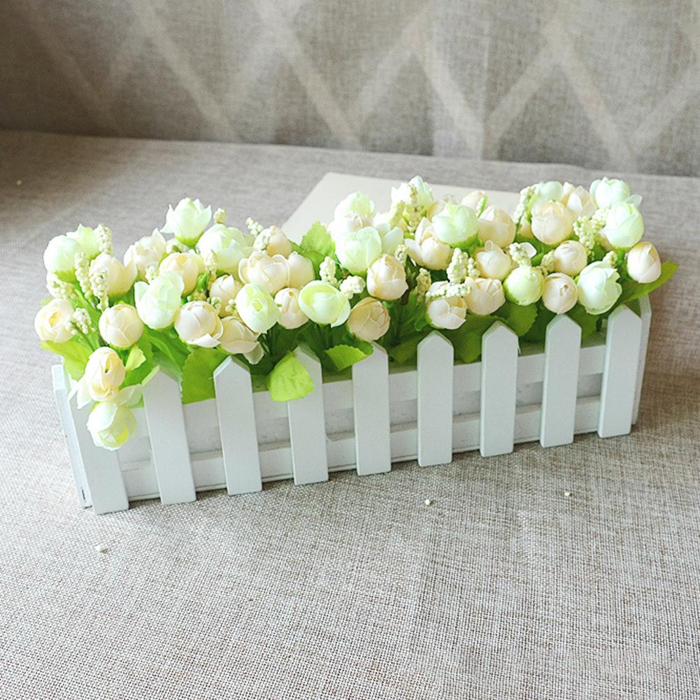 Wooden Flower Pot Fence Plant Basket Container Planter Home Garden Wedding Decor Plant Artificial Flowerpot Fence Decoration