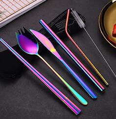 Gold Cutlery Set Knives Forks Spoons Set Flatware Stainless Steel Kitchen Dinnerware Home Party Table Cutlery Set: 4 Sets / color set