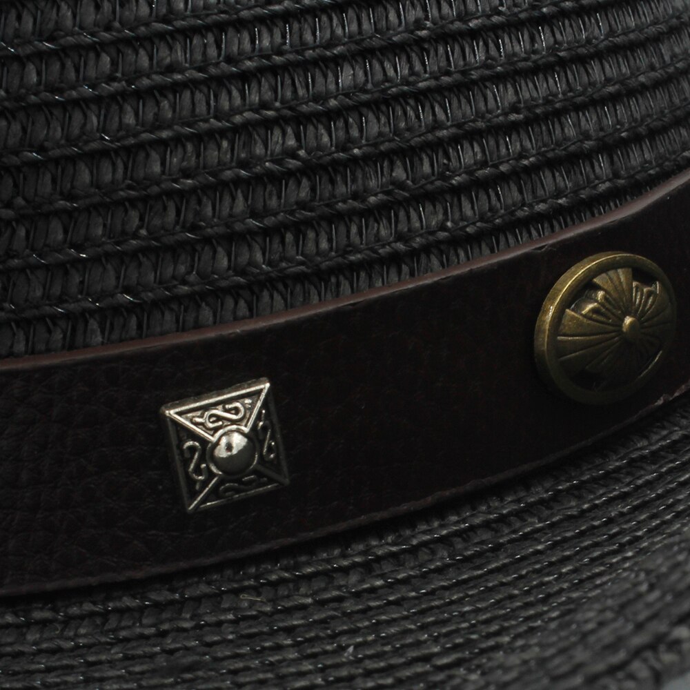 Men Straw Western Cowboy Hat Roll Up Brim Gentleman Sombrero Hombre Jazz Hat