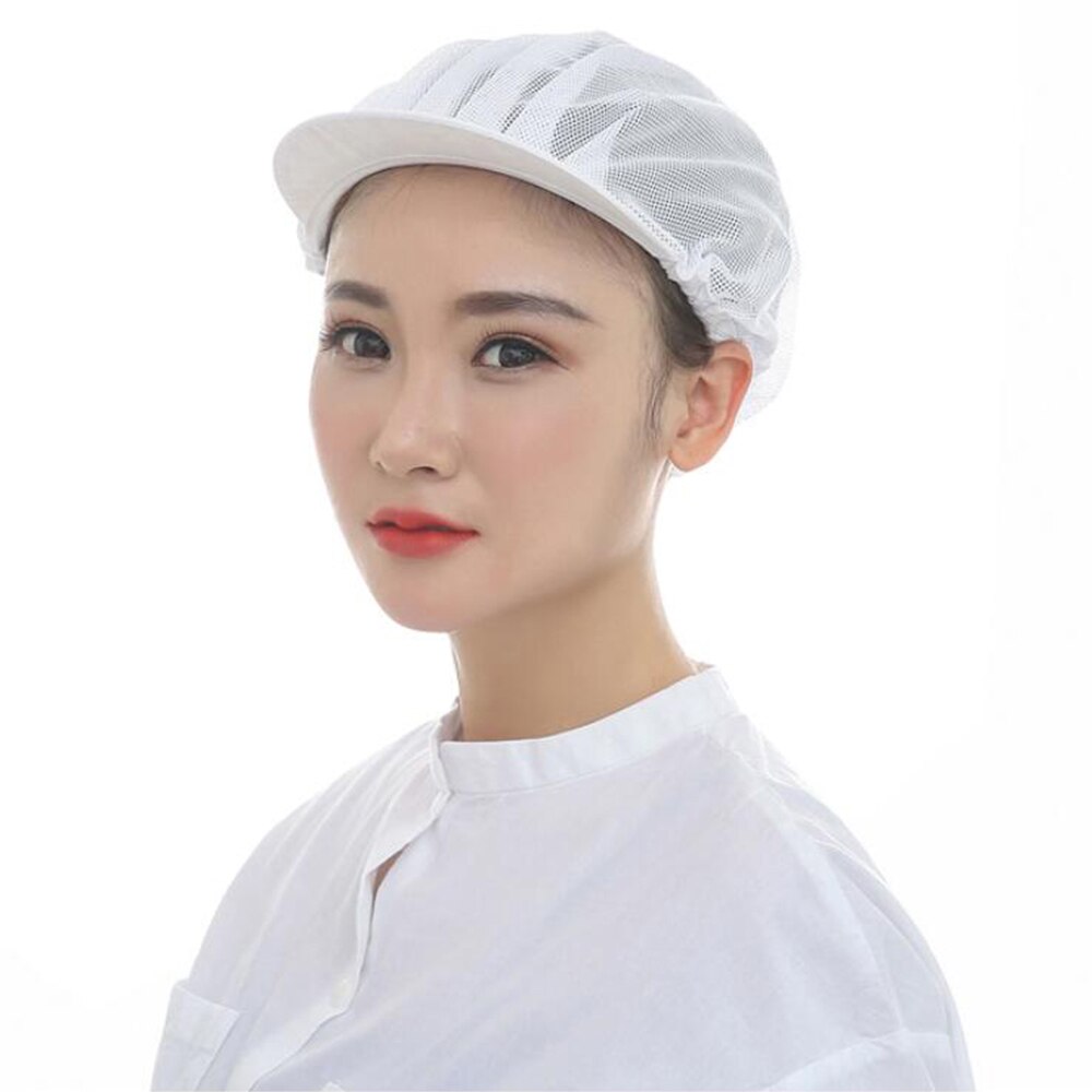 Niaahinn, gorras de malla elásticas Unisex transpirables para hombres y mujeres, sombreros de Ropa de Trabajo para trabajadores de fábrica, servicio de alimentos, gorras para llevar en el taller: Blanco