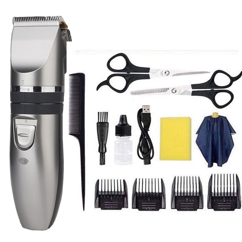 Machine Winkel Clipper Kapper Trimmer Voor Kortharige Mannen Tondeuse Baard Trimmer Professionele Elektrische Scheerapparaat Haar Snijden kapper baardtrimmer tondeuse haar cutting machine barber tools kappers: metal gray set