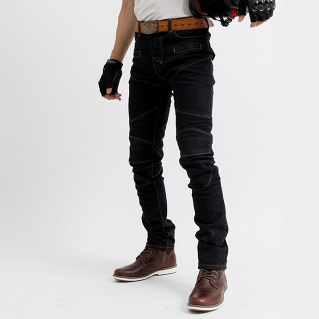 Men Motorcycle Racing Jeans Motorbike Riding Jeans Armor Racing Pants with 4 Knee Hip Protector Pads Motocross Racing Trousers