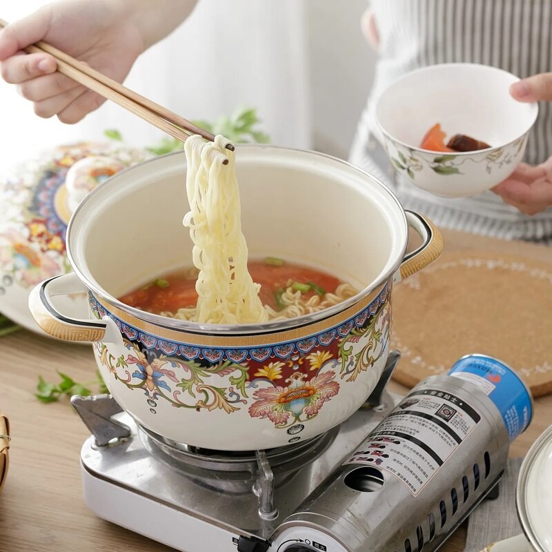 Enamel Thickened Enamel Soup Pot 18/20/22/24/28cm Steamer Milk Pot Stew Pot Boiling Traditional Chinese Medicine Kettle General