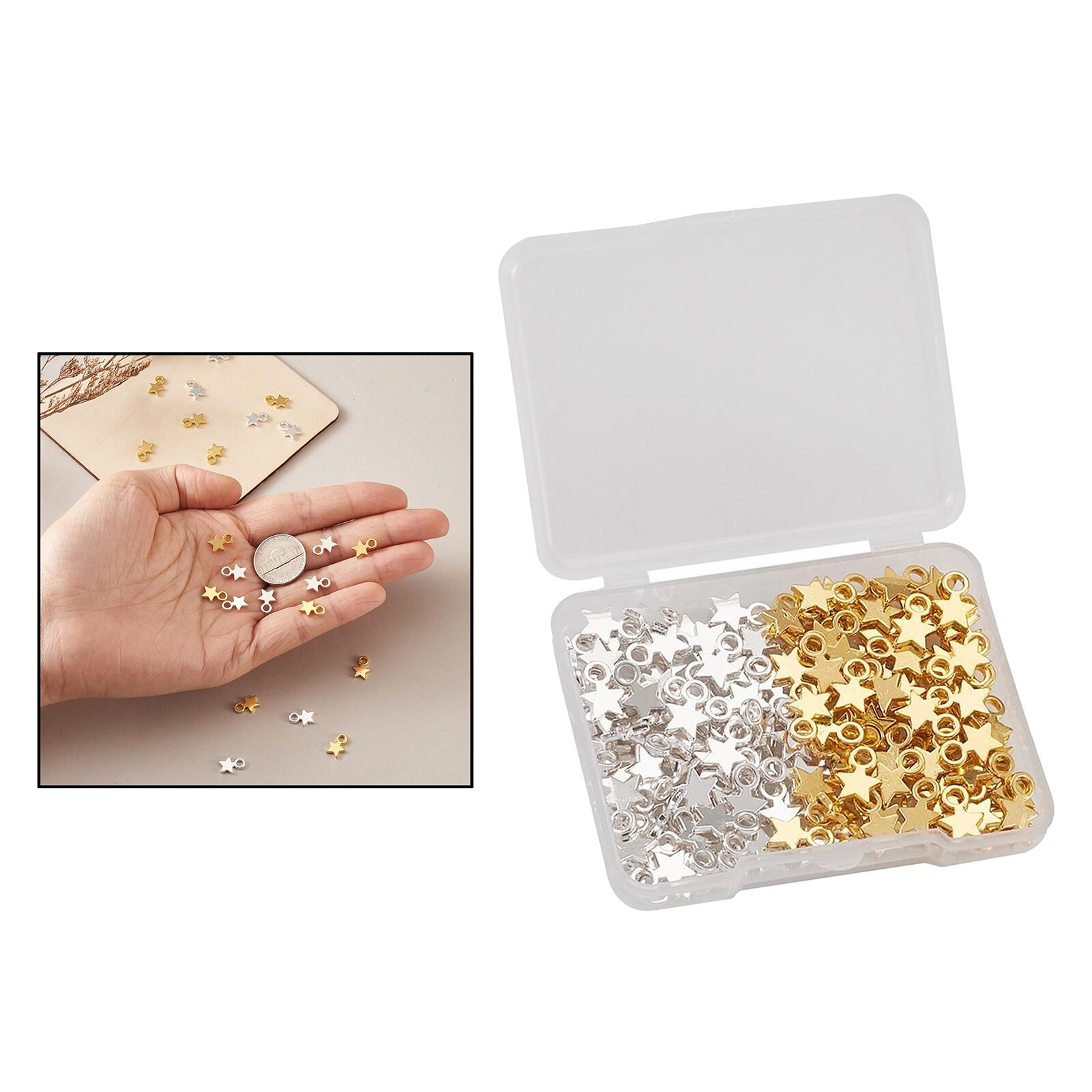 160Pcs Tiny Blank Stempelen Tag Charms Hangers Kerst Ster Golden & Silver Voor Diy Sieraden Maken