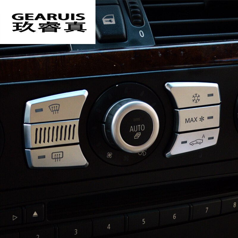 Bil styling aircondition cd kontrol knapper dekoration panel klistermærker covers til bmw  e60 5 serie interiør auto tilbehør