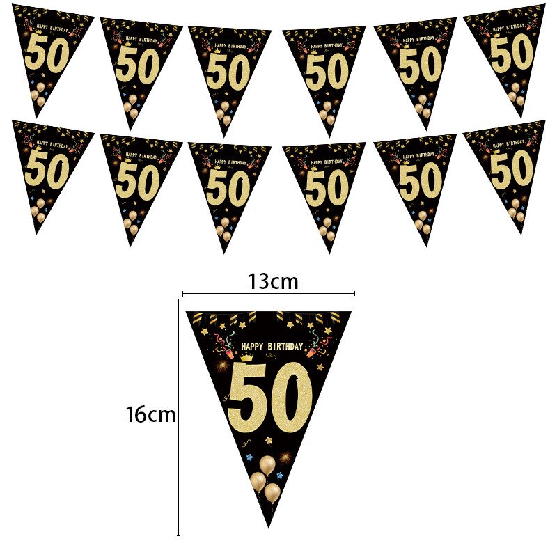 Zwarte Goud Gelukkige Verjaardag Banner 30 40 50 60 Jaar Verjaardag Banner Party Achtergronden Decoratie Volwassen Verjaardagsfeestje Decoraties: 50 years old