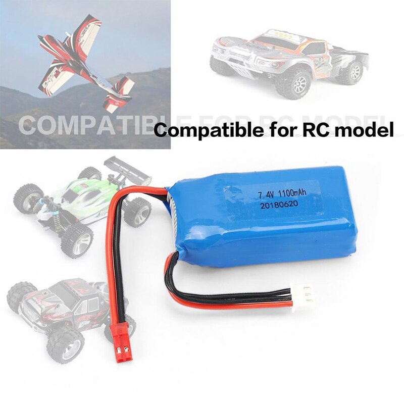 2Pcs Power 7.4V 1100mAh 25C 2S Lipo Battery +JST Plug for WLtoys A949 A959 A979 A969 car and other rc models