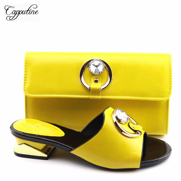 Koningsblauwe pumps met medium hak en handtasset met stenen voor dames  ya336-4,  hakhoogte 4 cm