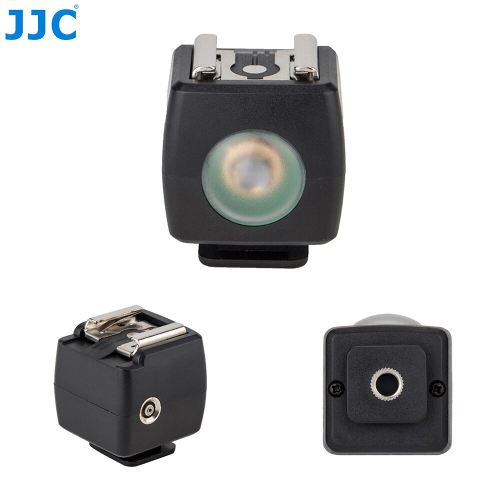 JJC-disparador óptico de Flash esclavo, ISO 518 adaptador inalámbrico, sincronización de zapata con toma de PC, rosca 1/4 para Canon, Nikon y Sony