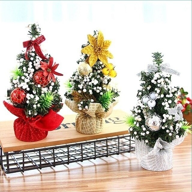 20cm Mini Christmas Tree Decor Desk Table Decor Small Party Ornaments Xmas
