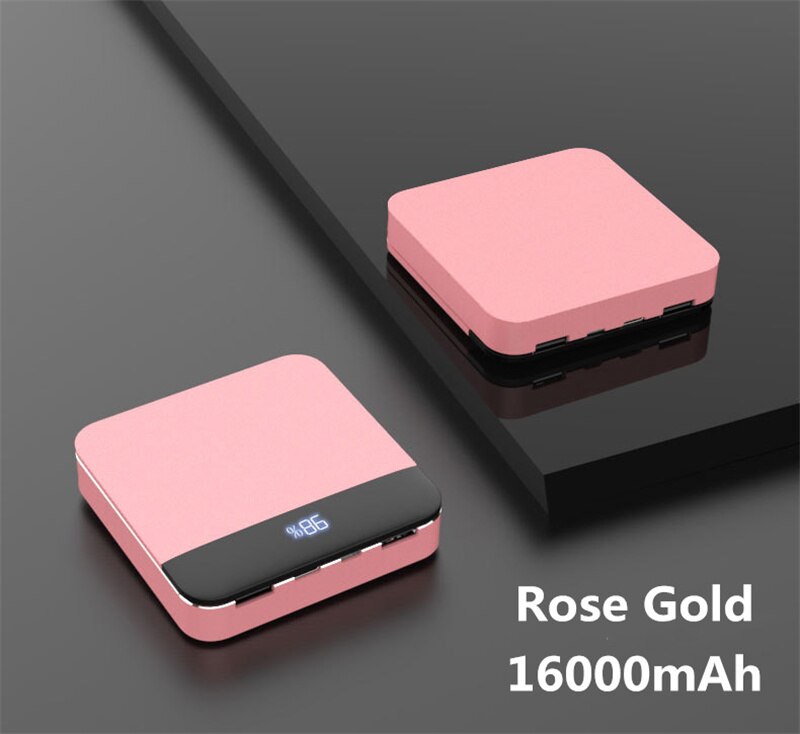 16000mAh Erweiterte-akku Batterie Power Für iPhone Samsung Mini Power Bank Dual-USB Tragbare Batterie Ladegerät Für Xiaomi huawei: Rose Gold