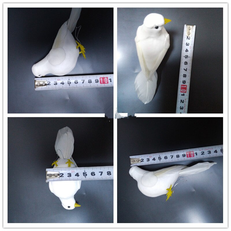 FACULX 2Pcs Kunstmatige Schuim Veer Witte Vogels Decoratieve Nep Duif Duif Vogel Voor Diy Craft Thuis Ornamenten Tuin Bruiloft Decor