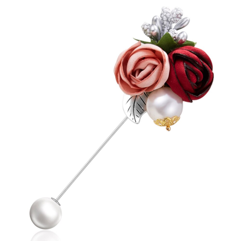 1 stycke dam tyg konst pärla tyg blomma brosch nål kofta skjorta sjal nål kappa badge smycken tillbehör: F