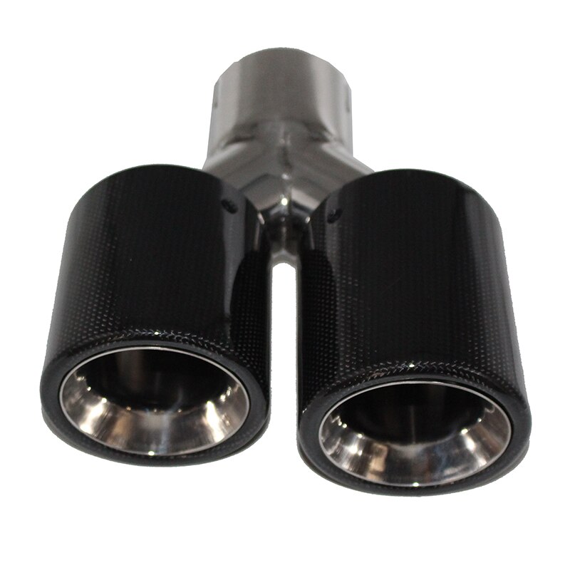 Auto Accessoires Uitlaatpijp Staart Mond Y-Vormige Gekruld Bell Mond Dubbele Mond Carbon Fiber Staart Keel Vier Outlet uitlaat: left 57mm out 76mm