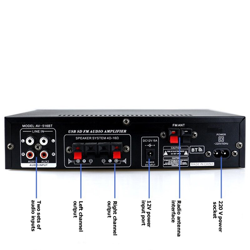 1000W bluetooth 5.0 Home Digital Amplifiers Audio Hifi Bass Class D Power Amplifier for Subwoofer Speakers FM USB Remote Control